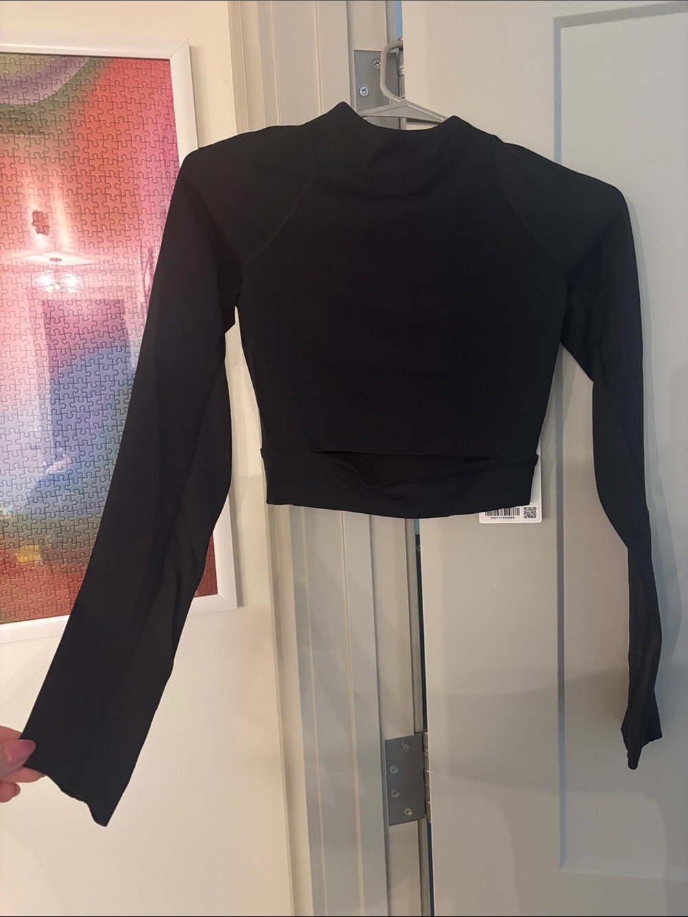 Lululemon - Nulux High-Neck Cropped Track LS - Sz 6 Black NWT